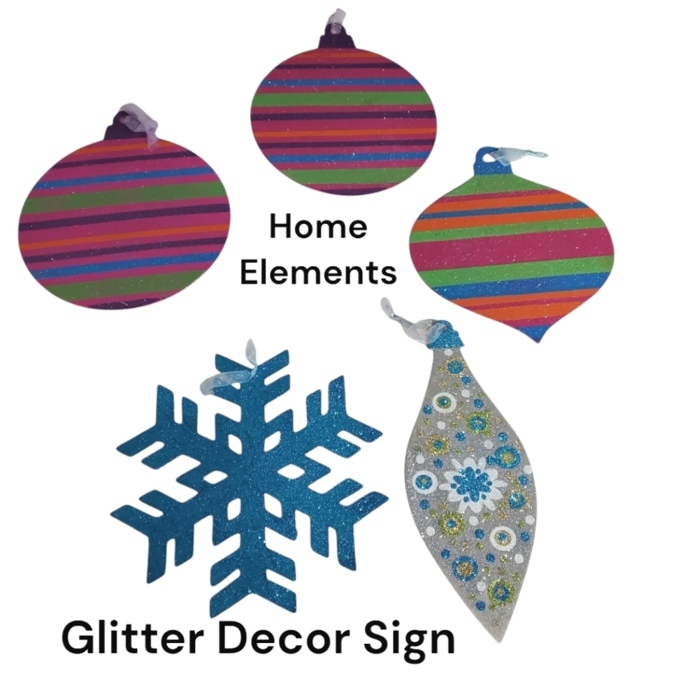 New Home Elements Glitter Decor Sign Christmas Hanging Ornament Signs